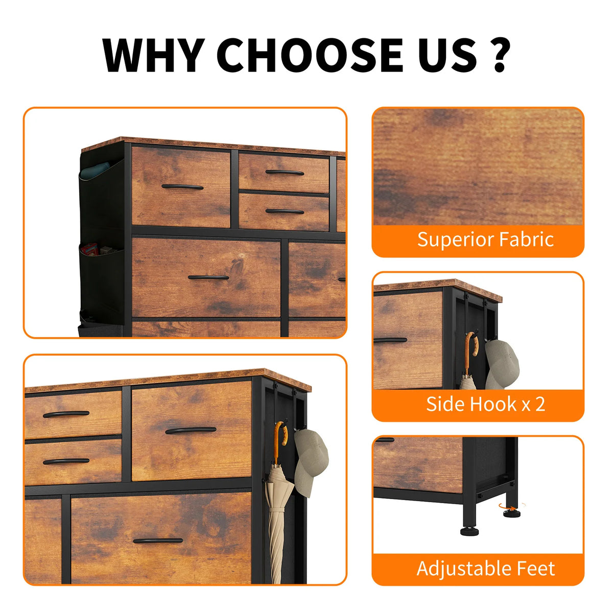 JHK Modern Fabric Storage Cabinet Living Room Organizer