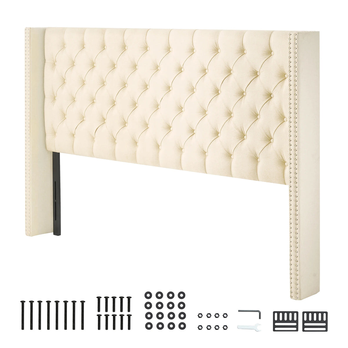 SucceBuy Diamond Tufted Adjustable Height Headboard For Modern Beds