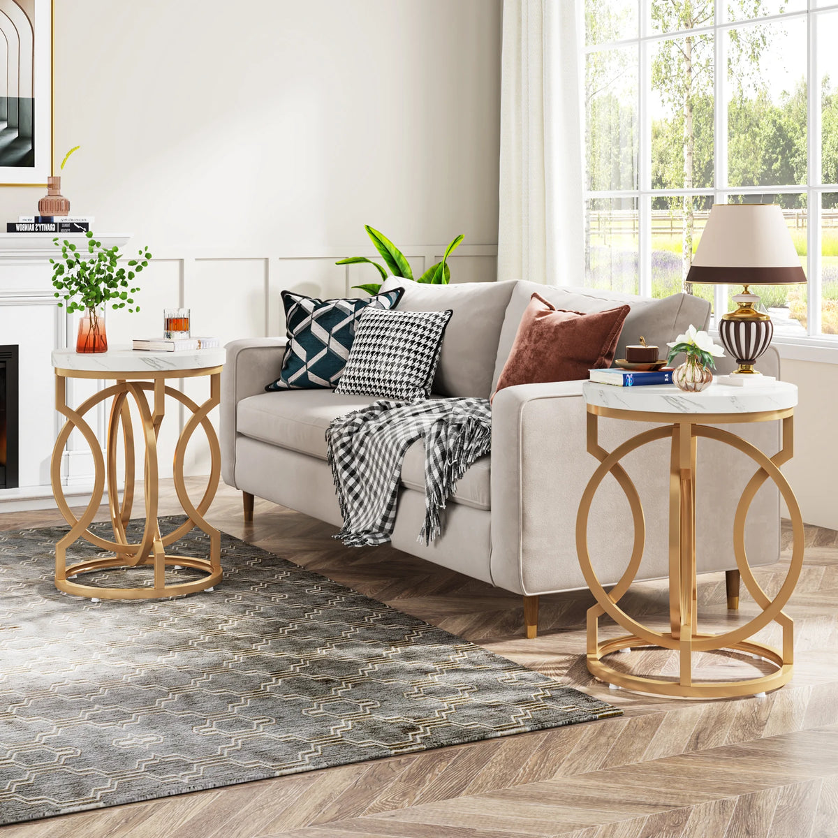 Tribesigns Modern Round End Table Featuring Thick Wood Top
