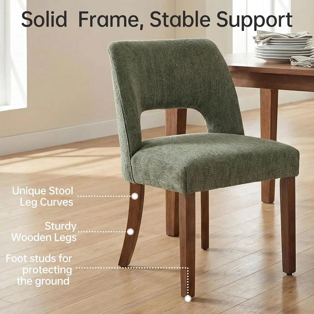 Wooden Dining Chairs Set of 4, Mid Century Modern Upholstered Dining Room Chairs with Rubberwood Legs, Fabric, Customized