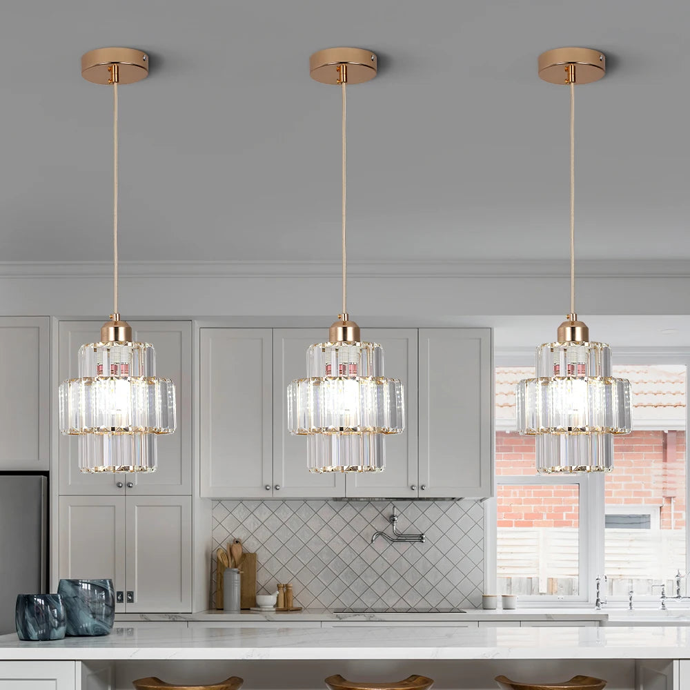 VETRULUS Modern Crystal Pendant Light Chandelier Ceiling Fixture