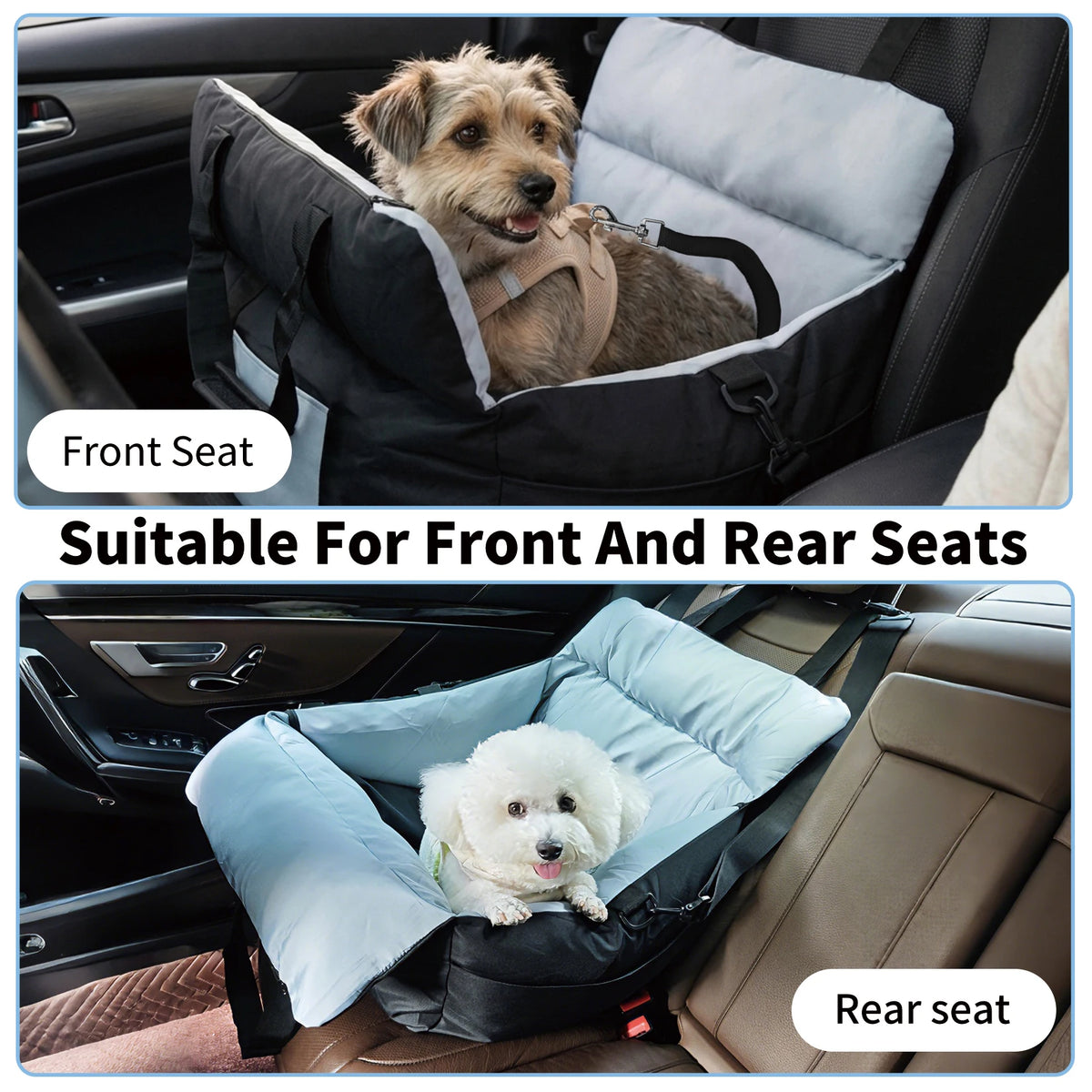 Borwart Portable Dog Booster Seat With Safety Belt Storage