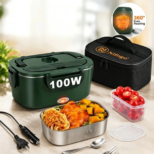 Electric 304 Stainless Steel Portable Heated Food Warmer Lunch Box