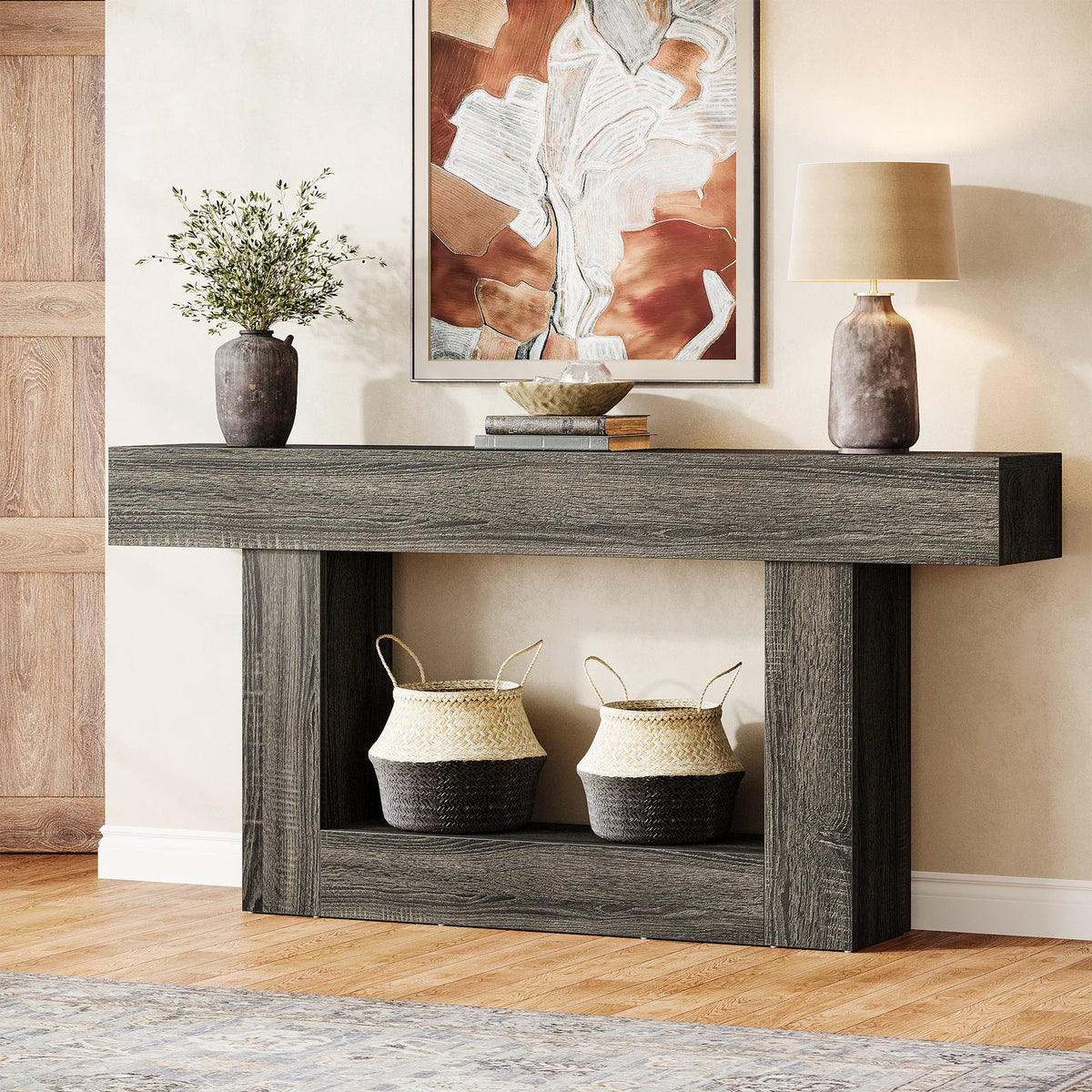 Tribesigns Farmhouse Entryway Console Table With U Shaped Base