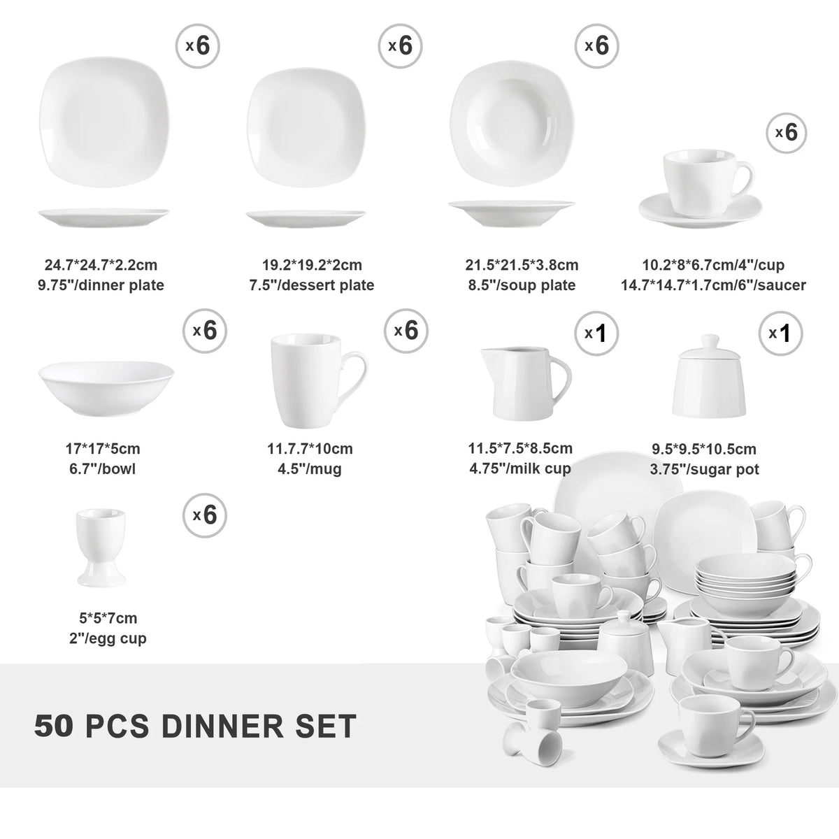 Malacasa Classic Porcelain Dinner Set For Home Dining