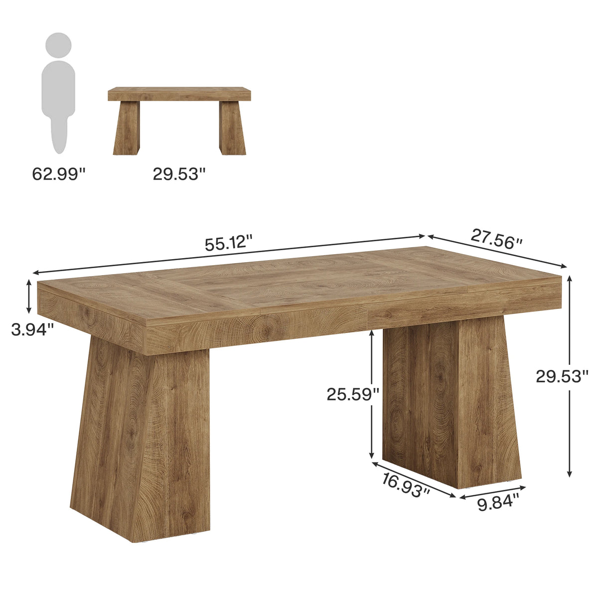 Tribesigns Wooden Executive Office Desk With Double Pedestals