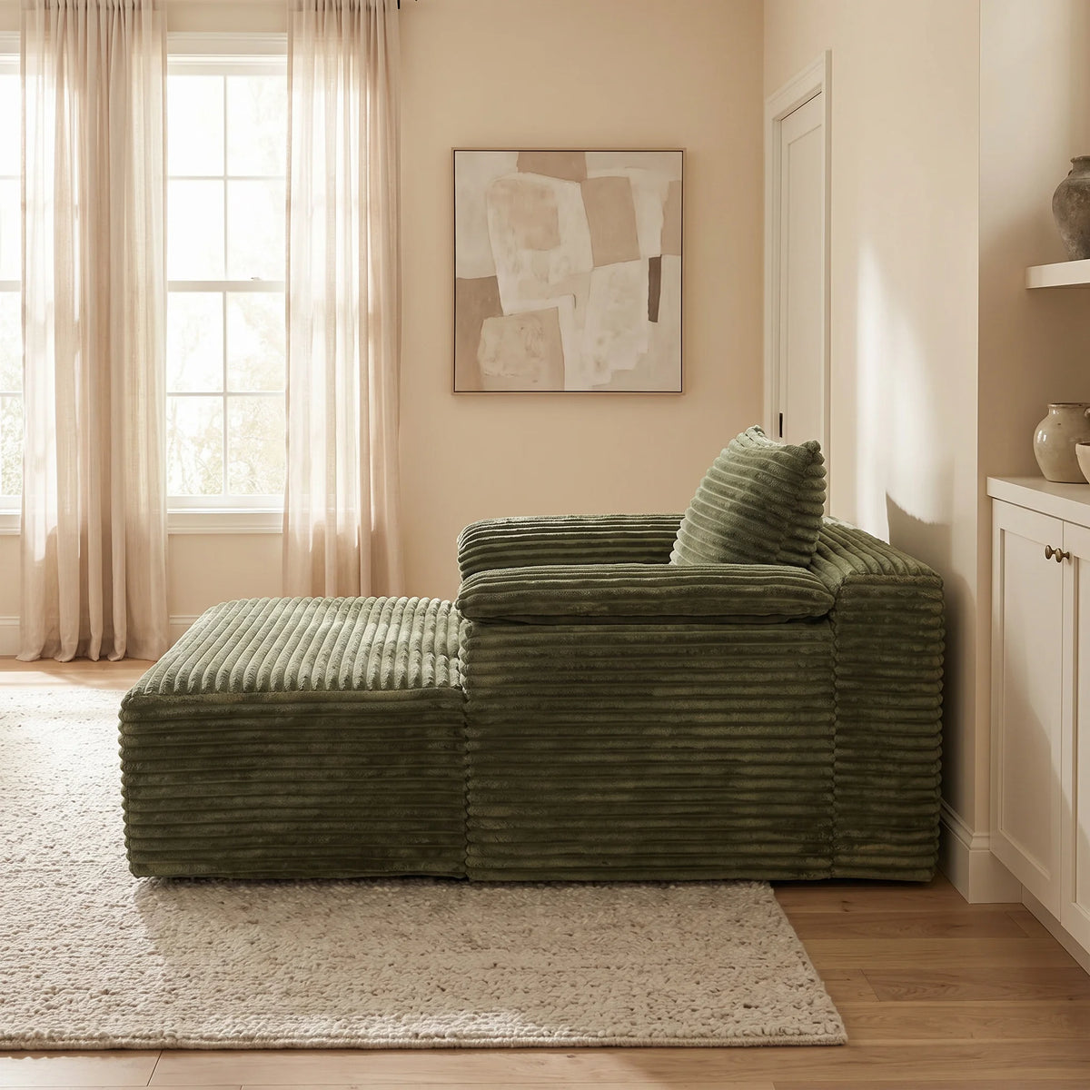 Corduroy Oversized Sofa Bed Lounger With Soft Pillows