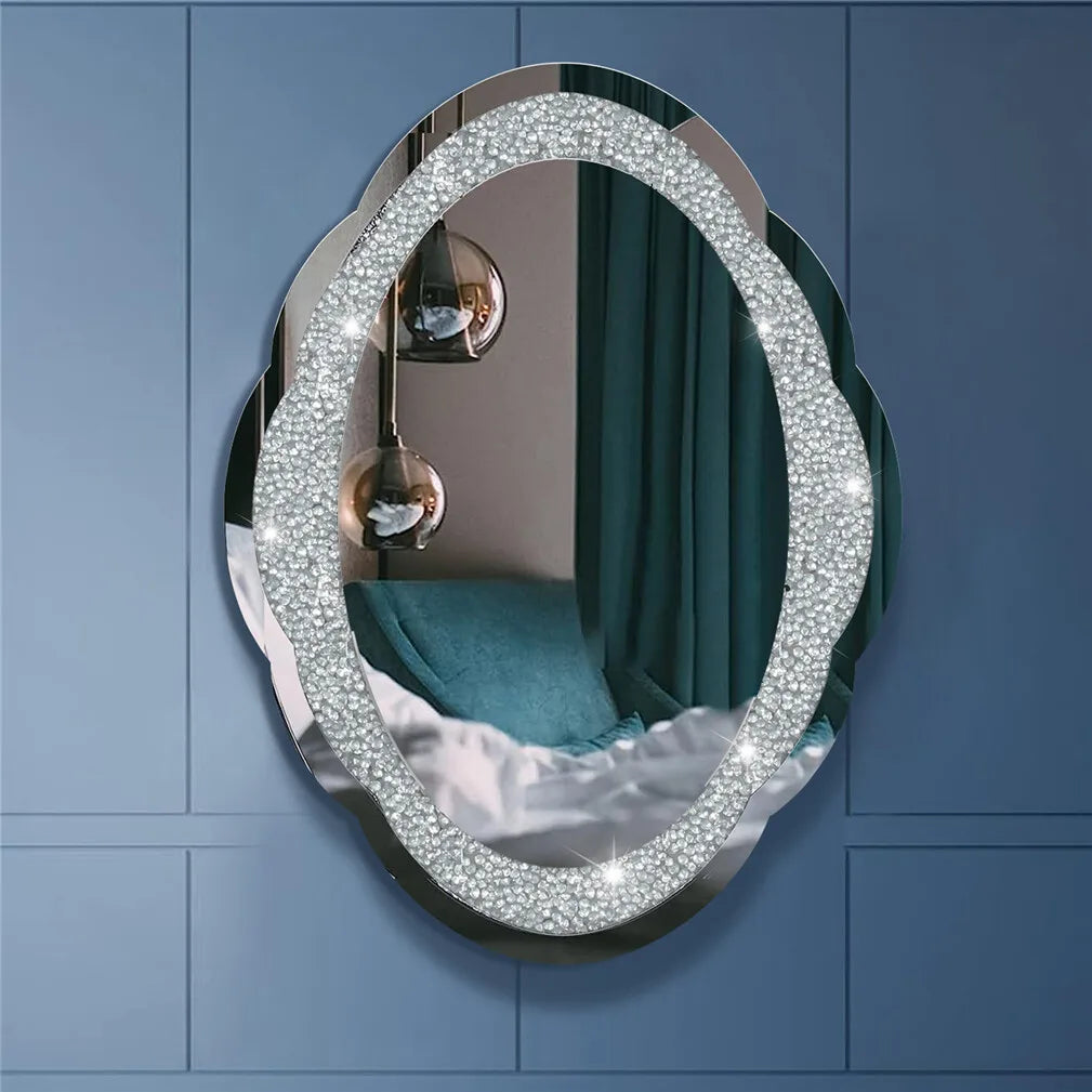 BORWART Crystal Crushed Diamond Arch Wall Mirror Vanity Decor