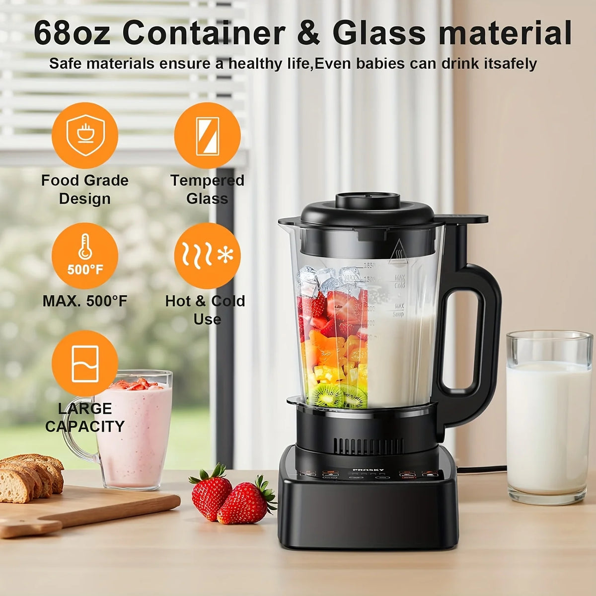 Prasky Professional Heating Blender For Smoothies And Soups
