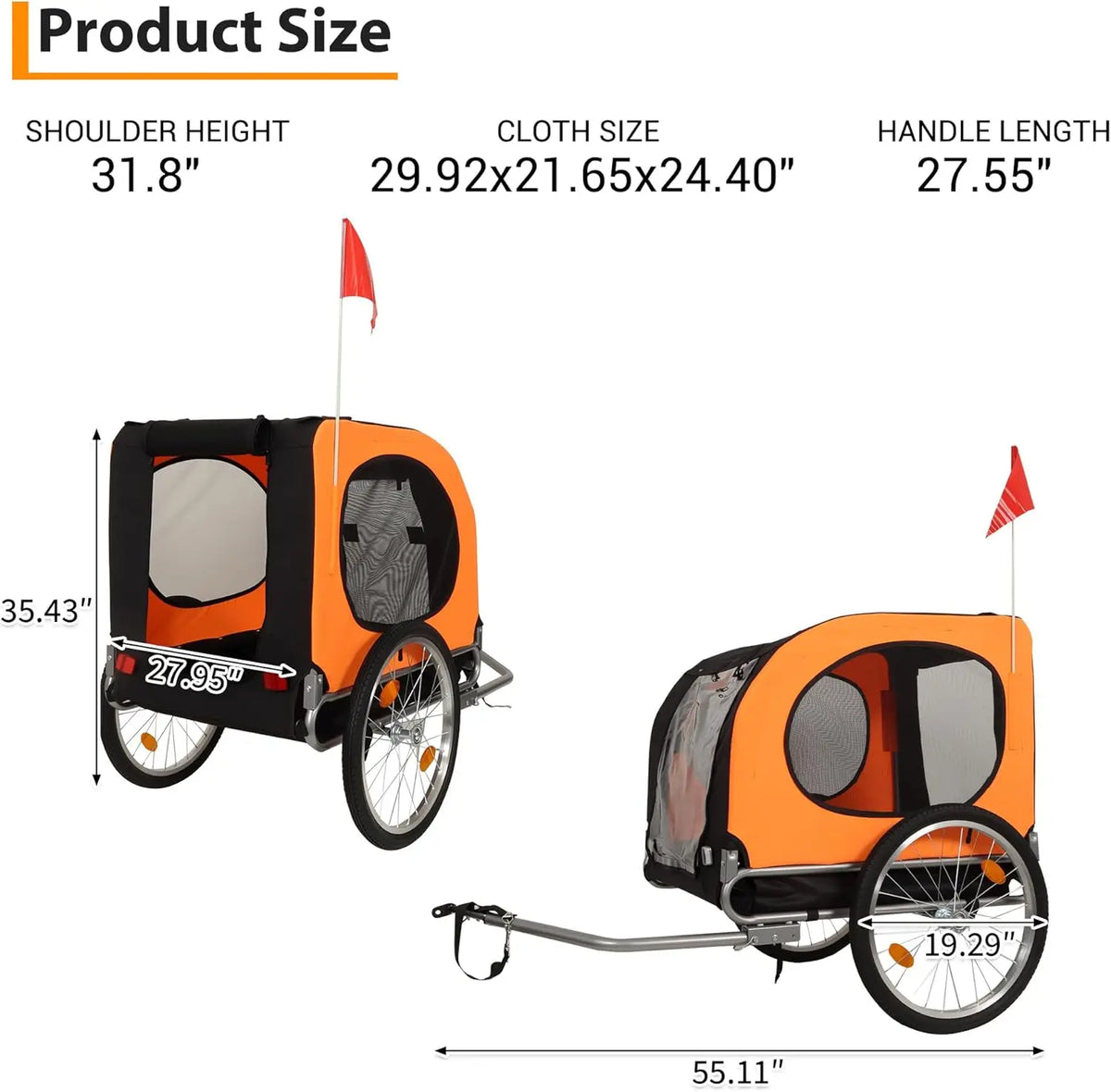 Twister.Ck Foldable Dog Bike Trailer with Universal Quick Release Wheels