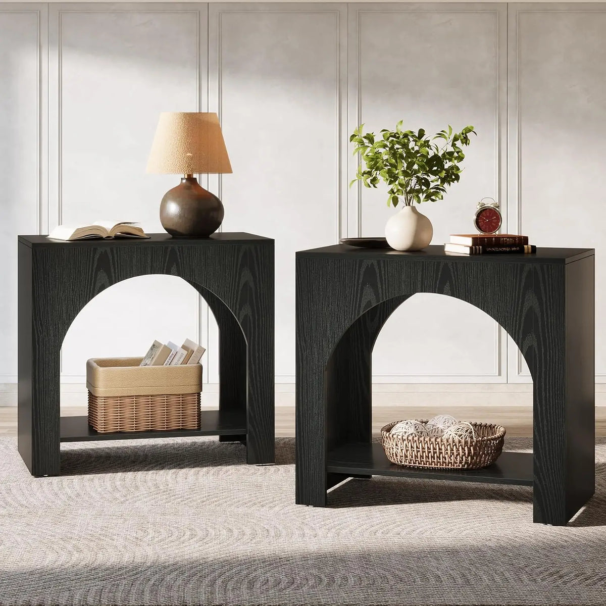 Wooden Storage Nightstand With Modern Design For Bedroom Bedside Table