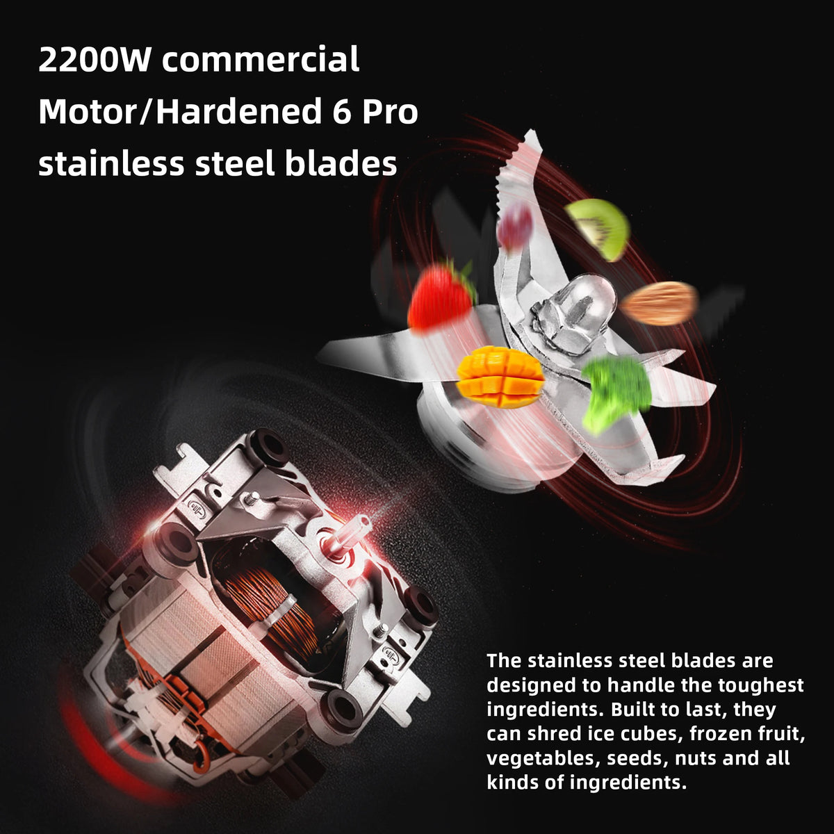 BioloMix 2200W Professional Blender For Smoothies And Juices