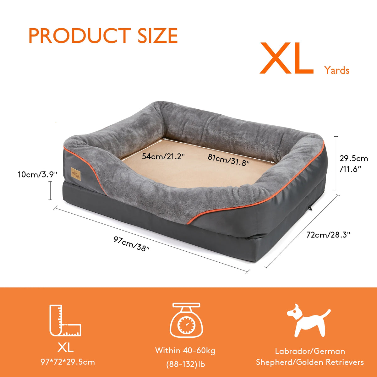 BINGOPAW Soft Dog Bed With Removable Washable Waterproof Cover