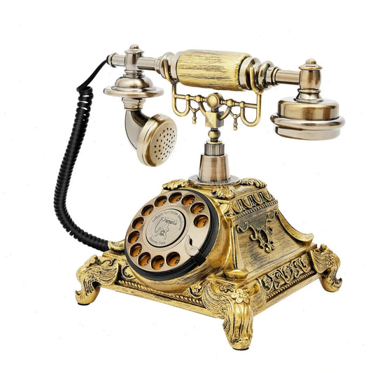 Retro Rotary Phone, Antique Phone, Vintage Turntable Telephone, Bronze Resin Zinc Alloy, Landline Desk Phone, Classic Home Office Decor, Noise Cancelling, No Battery, Gift for Hotel Cafe Bar Art Gallery