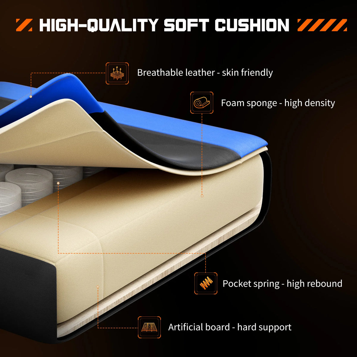 JHK Ergonomic Racing Gaming Chair With Adjustable Lumbar Support
