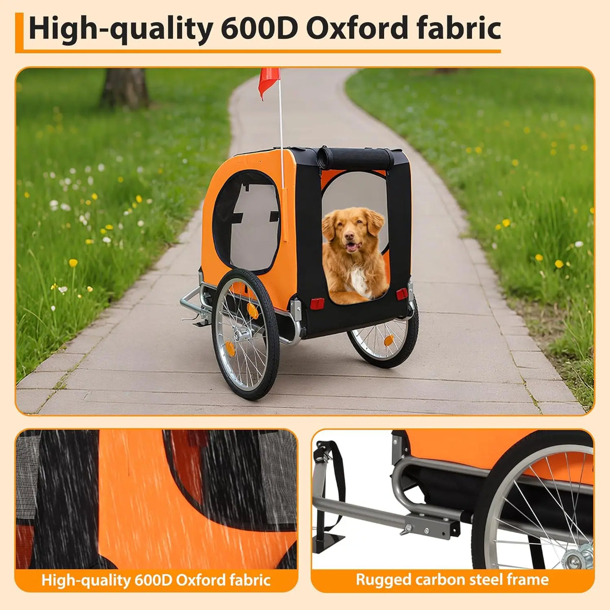 Twister.Ck Foldable Dog Bike Trailer with Universal Quick Release Wheels