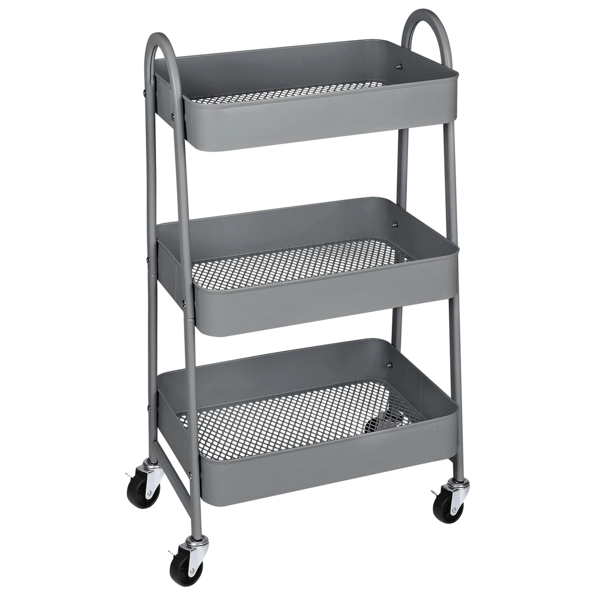 JHK Three Tier Metal Rolling Storage Cart With Lockable Wheels