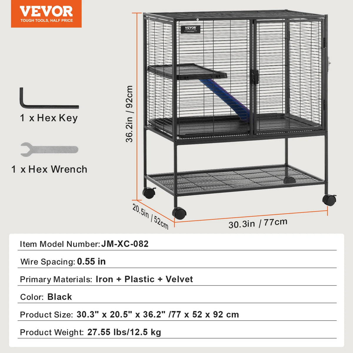 SucceBuy Rolling Metal Small Animal Cage For Ferrets And Hamsters