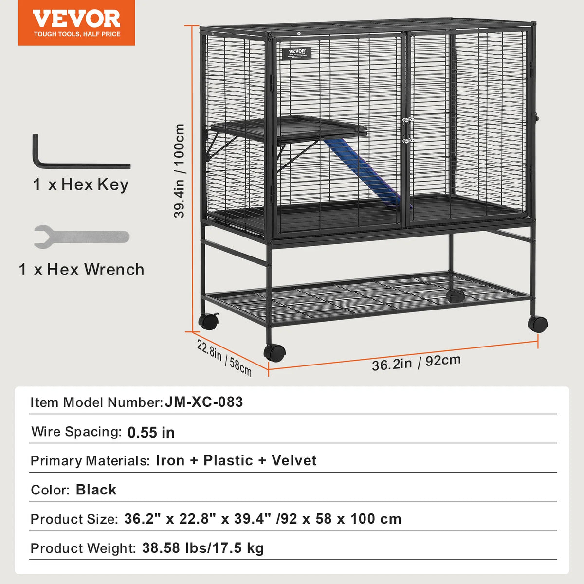 SucceBuy Rolling Metal Small Animal Cage For Ferrets And Hamsters