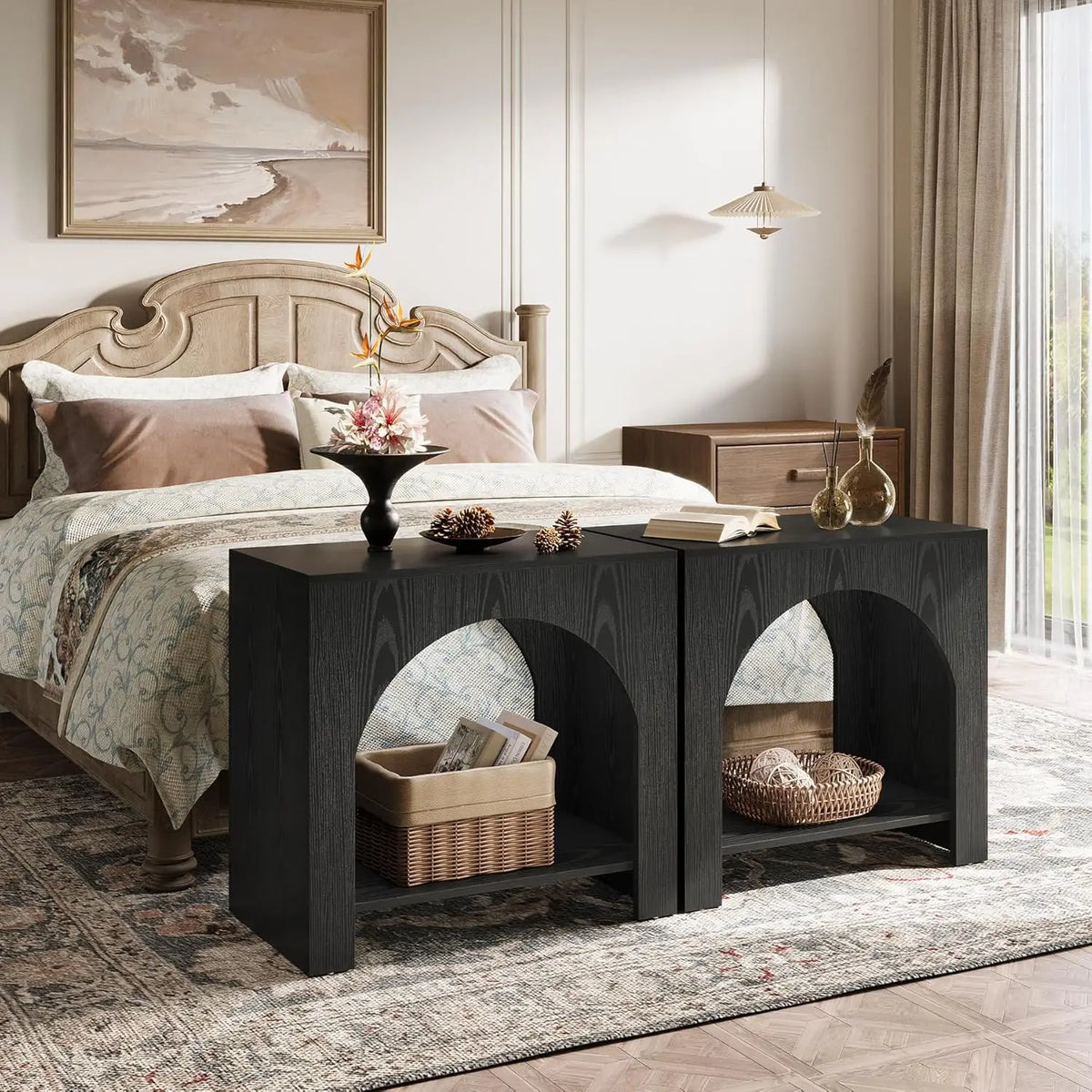 Wooden Storage Nightstand With Modern Design For Bedroom Bedside Table