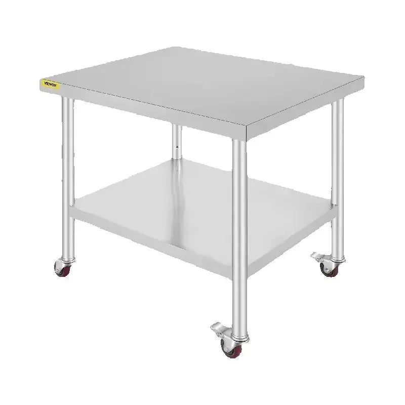 SucceBuy Stainless Steel Kitchen Prep Table With Backsplash