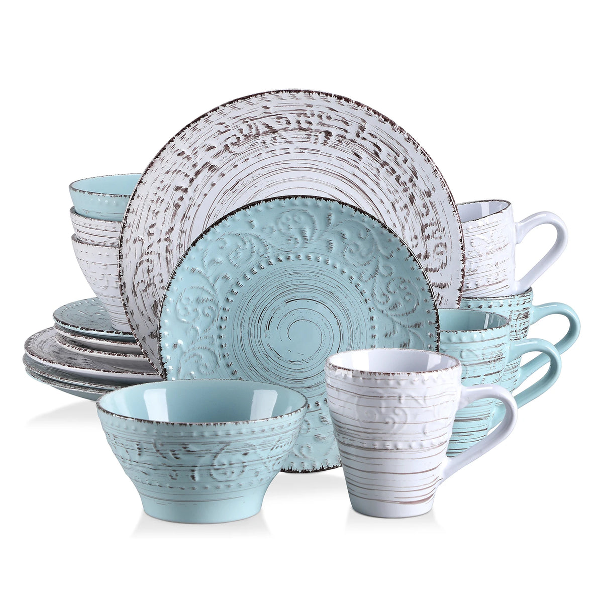 Malacasa Ceramic Dinnerware Set With Plates Bowls And Mugs