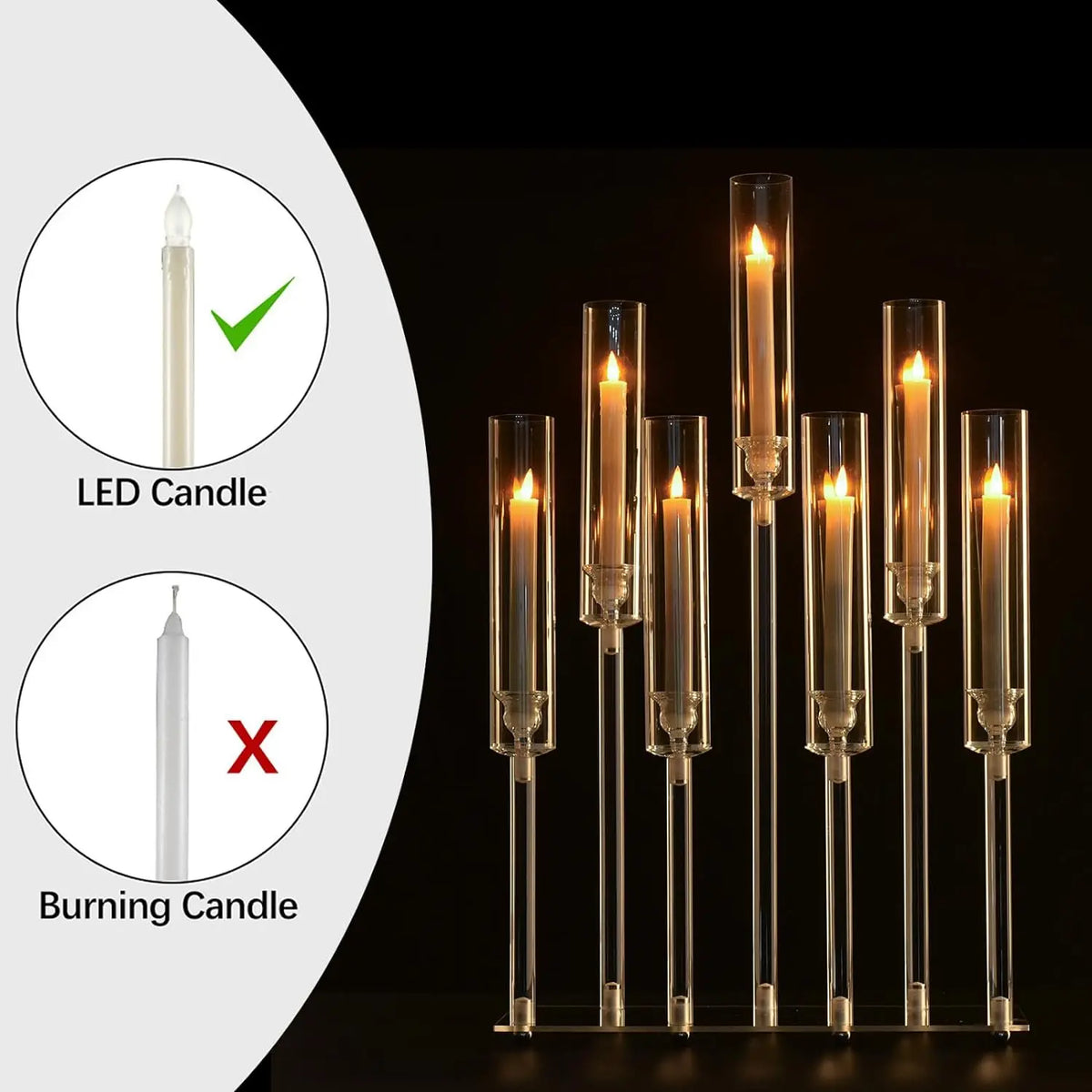 VINCIGANT Seven Arm Acrylic Candelabra For Weddings And Parties