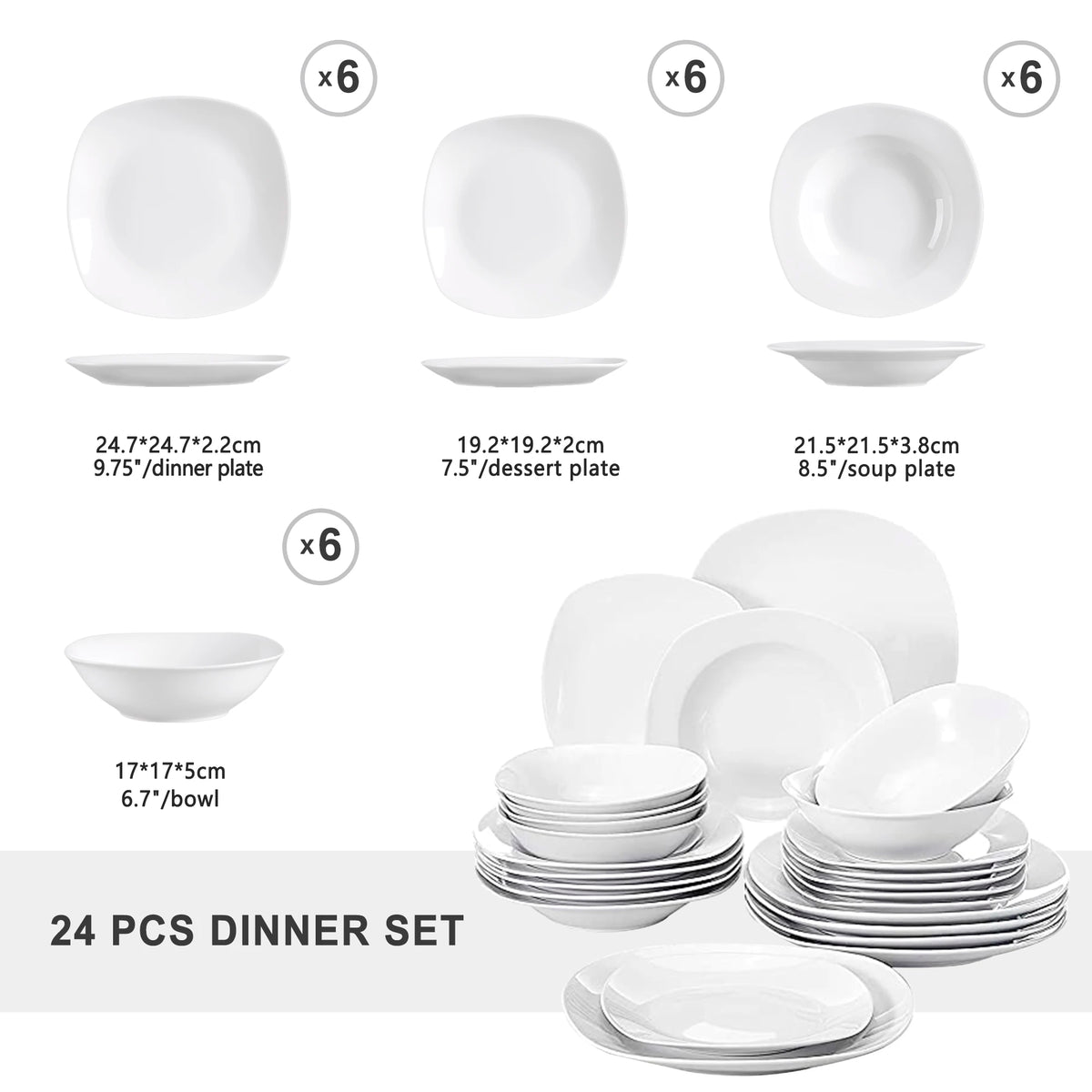 Malacasa Premium Ceramic Porcelain Dinnerware Collection