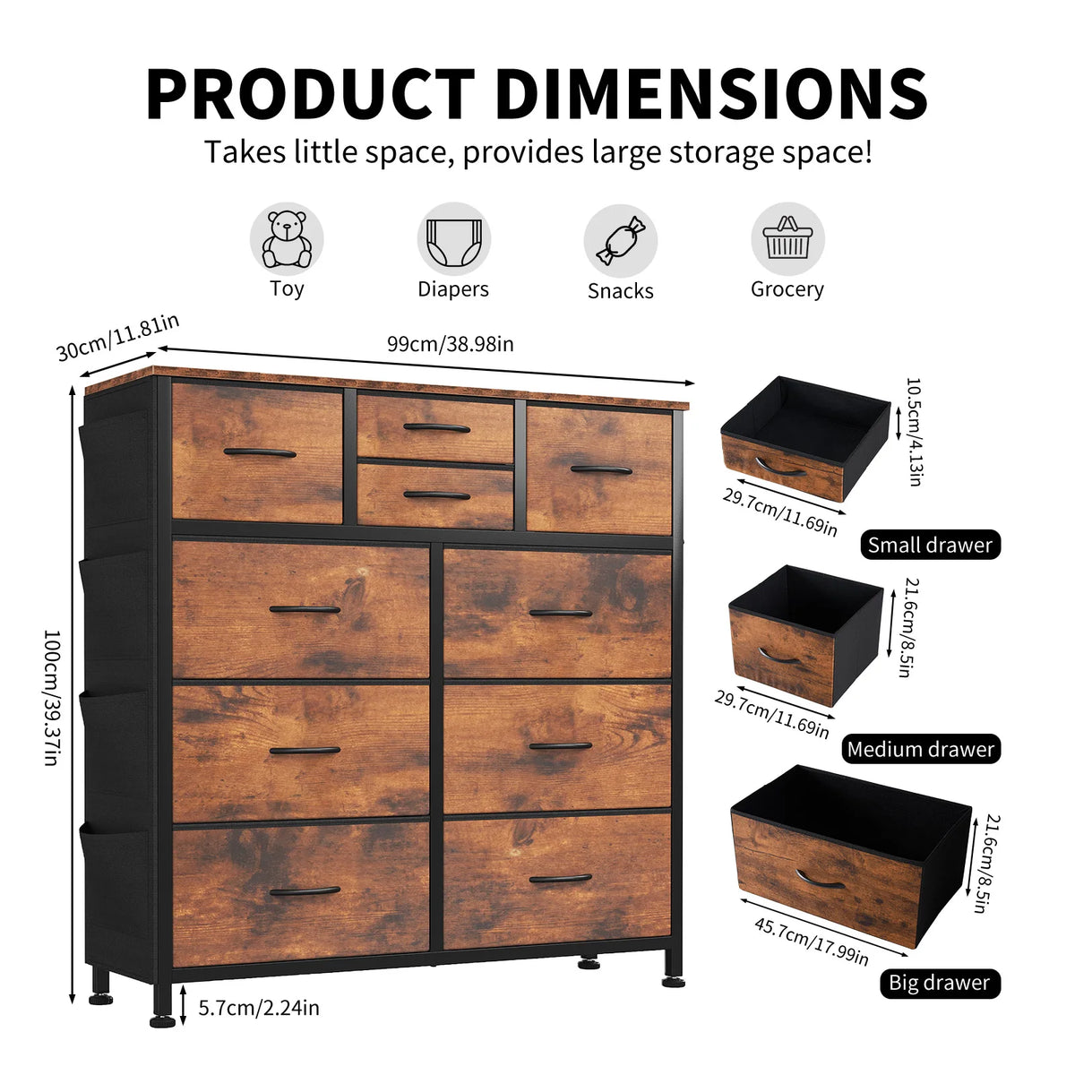 JHK Modern Fabric Storage Cabinet Living Room Organizer