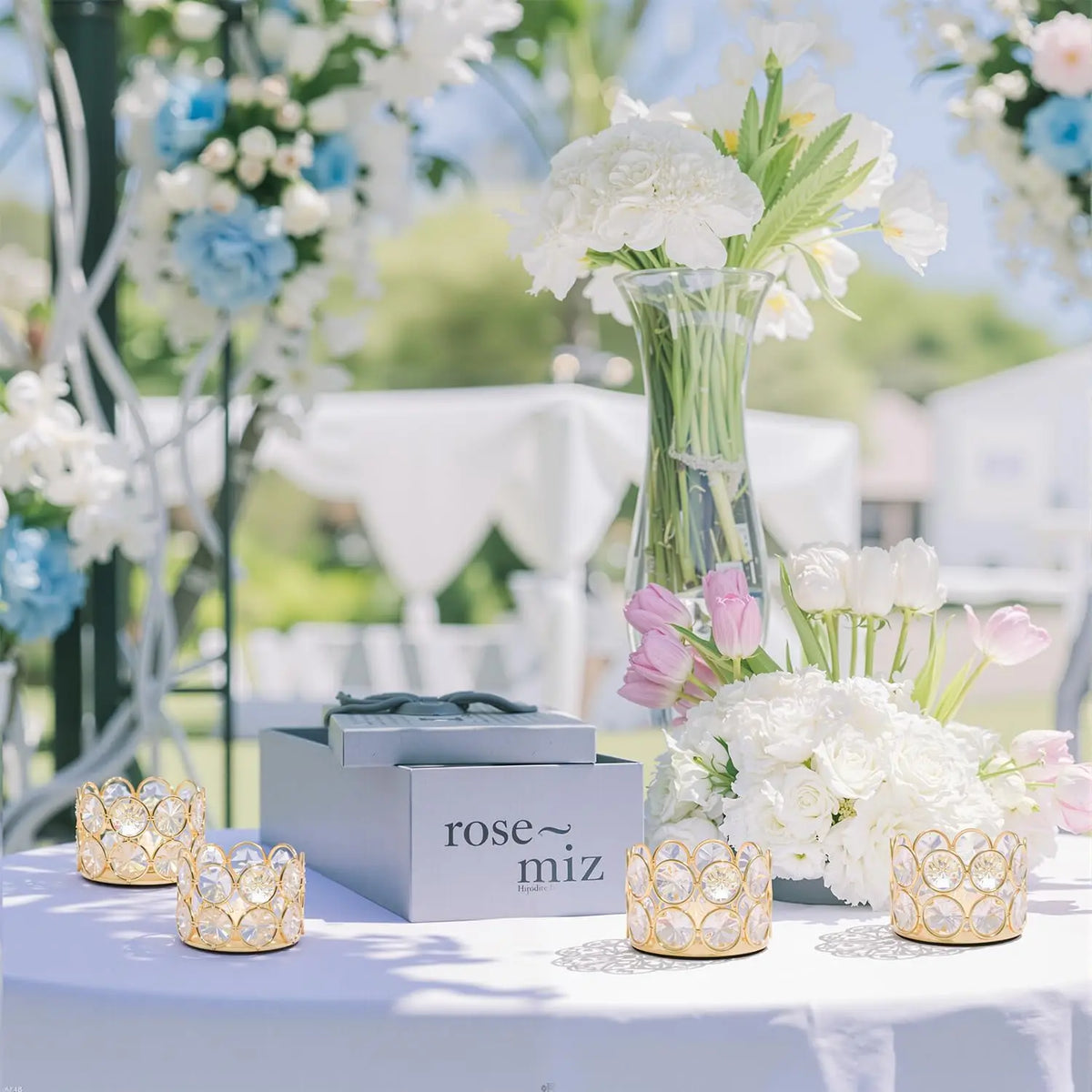 VINCIGANT Crystal Gold Votive Candle Holders For Wedding Decor