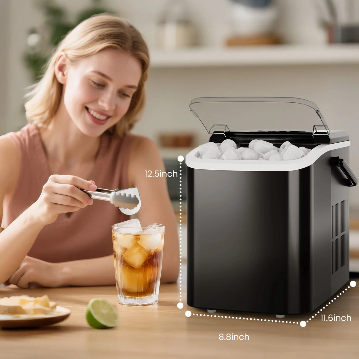 Portable Countertop Ice Maker With Self Cleaning Rapid Bullet Ice