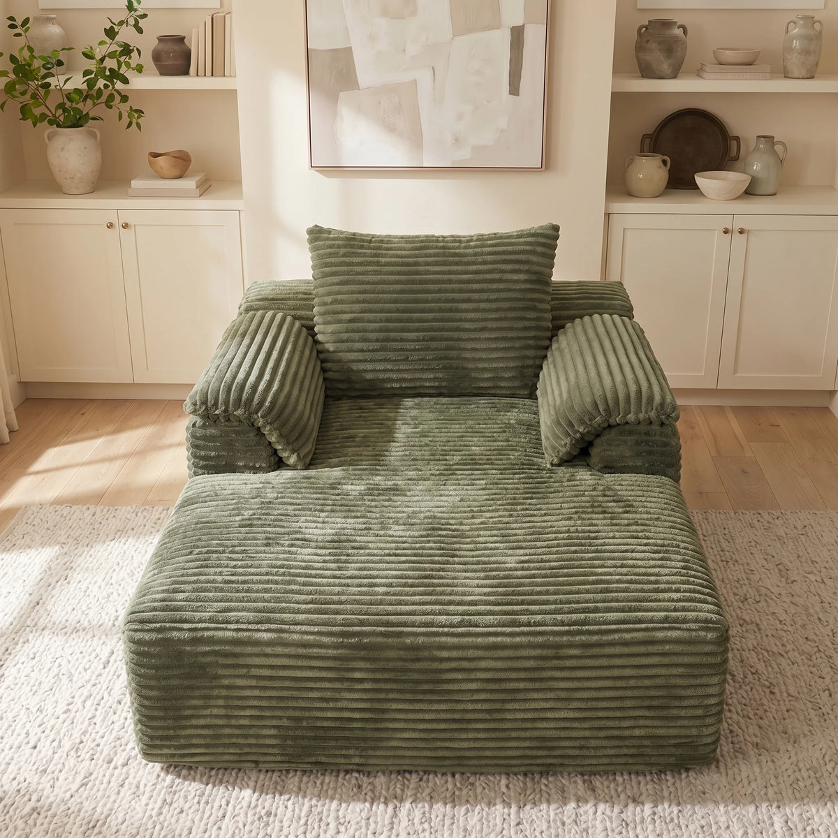 Corduroy Oversized Sofa Bed Lounger With Soft Pillows