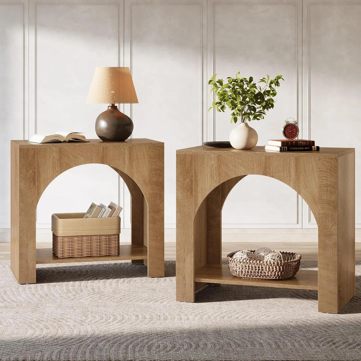 Wooden Storage Nightstand With Modern Design For Bedroom Bedside Table