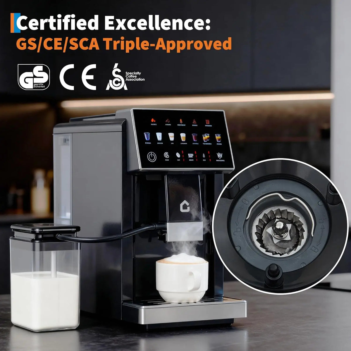 Acekool Fully Automatic Espresso Coffee Maker With Milk Frother