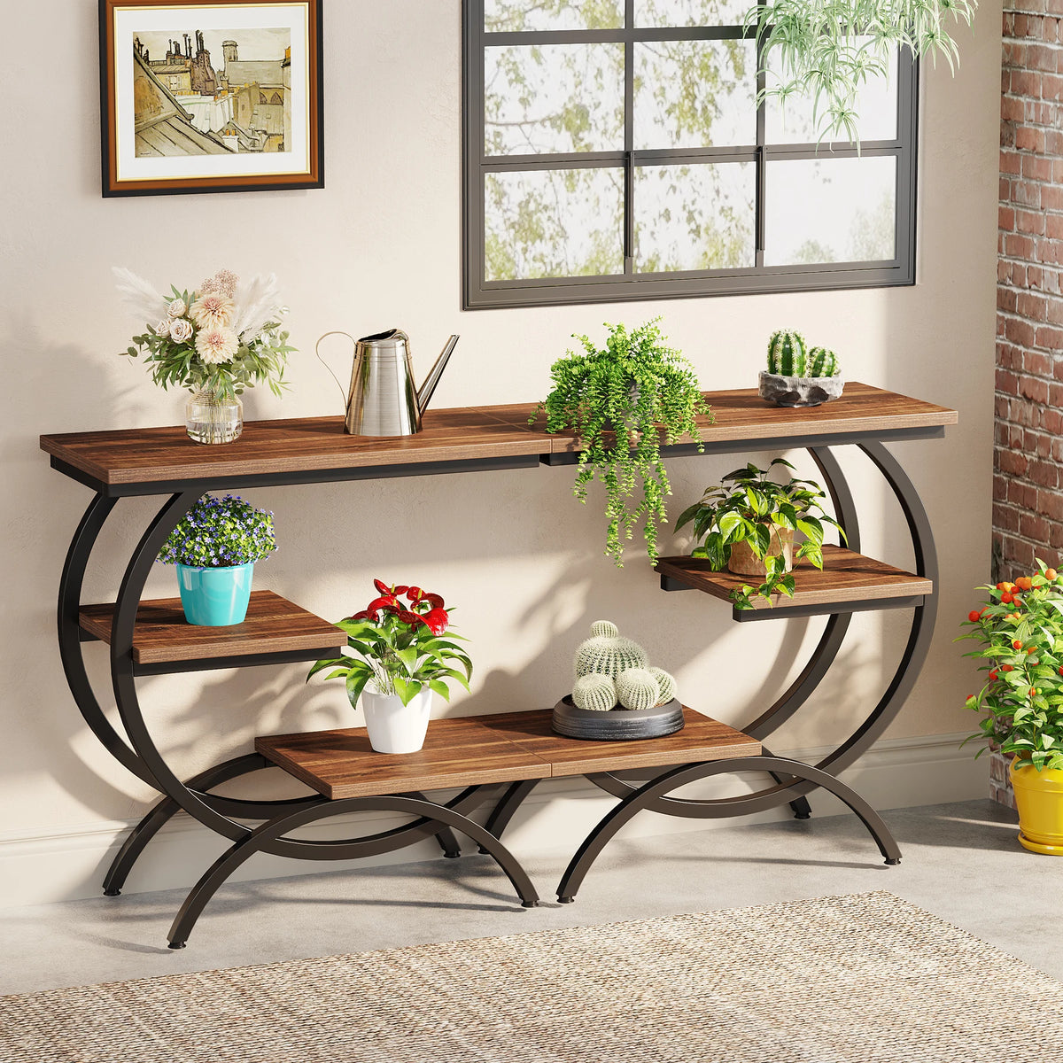 Tribesigns 3 Tier Industrial End Table With Storage Shelves