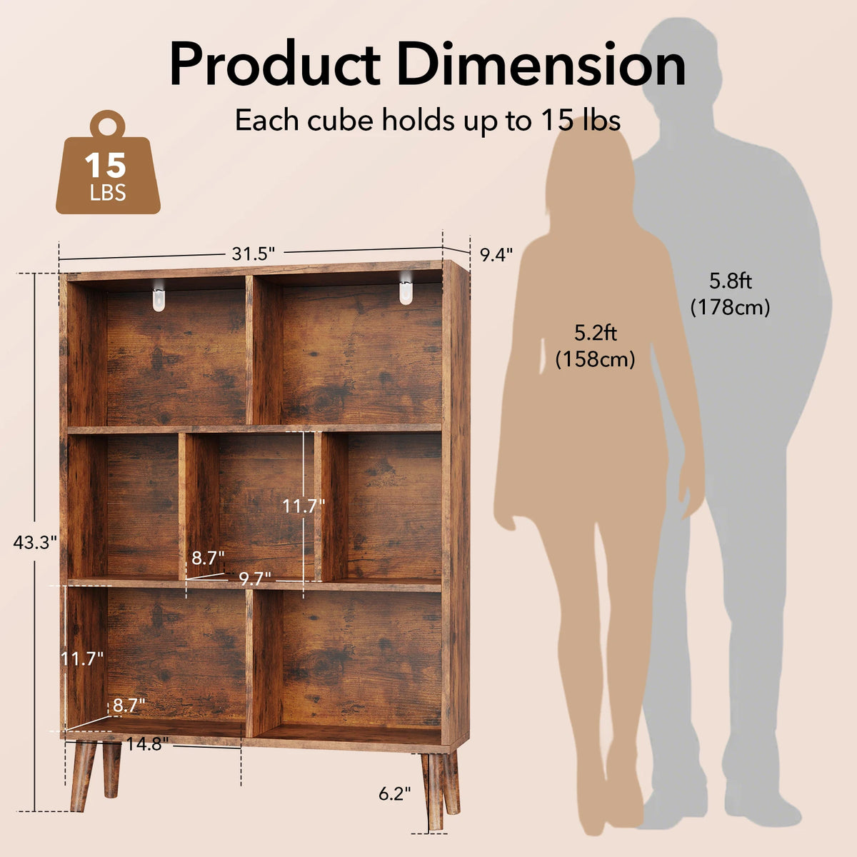 Wooden Bookcase Storage Organizer Display Shelves For Home