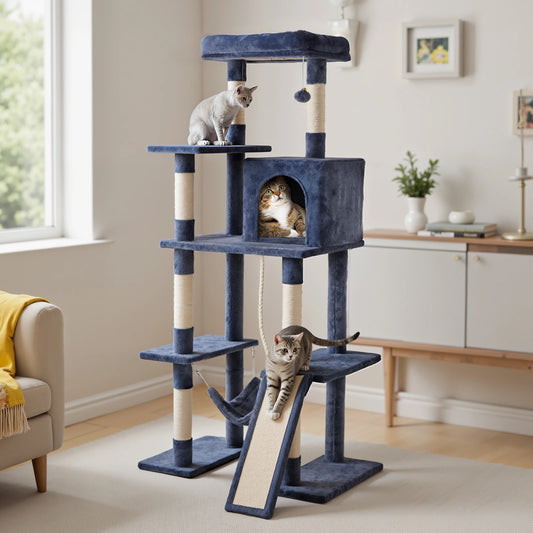 JHK Tall Multilevel Cat Tree With Natural Sisal Posts