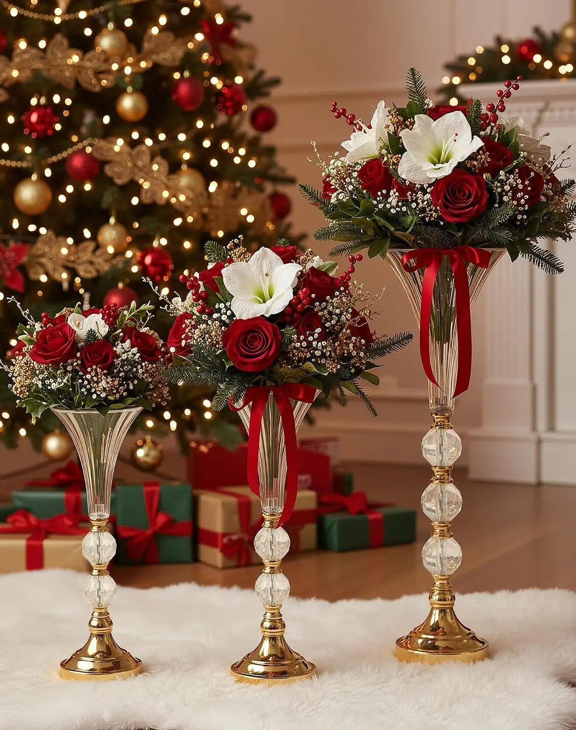 VINCIGANT Acrylic Trumpet Vases Set Centerpiece For Dining Table Decor