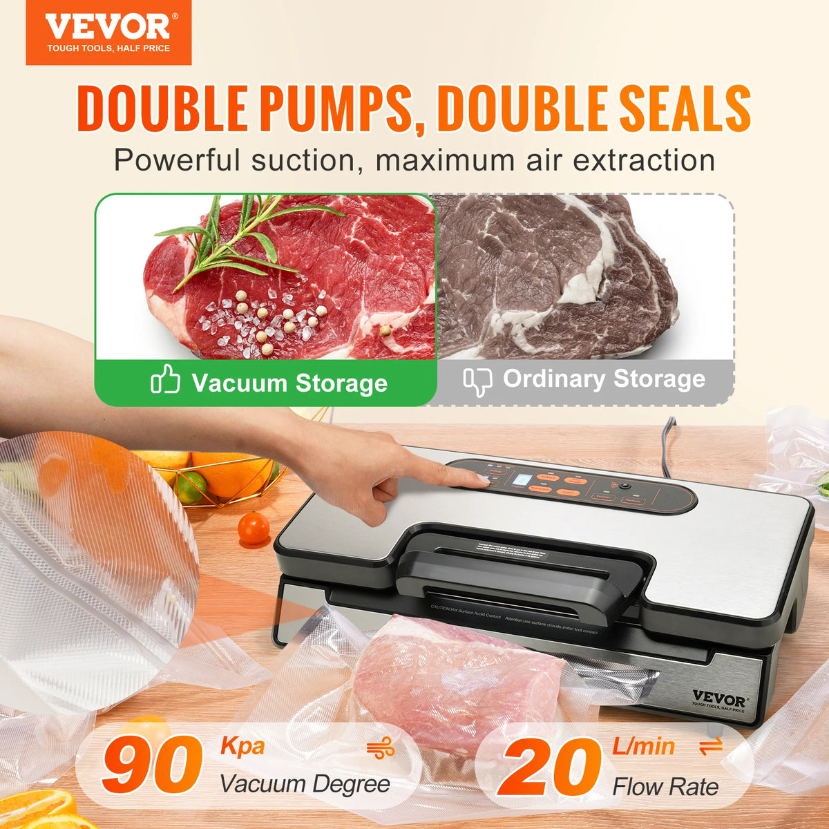 SucceBuy 130W Vacuum Sealer Machine For Home Food Packaging