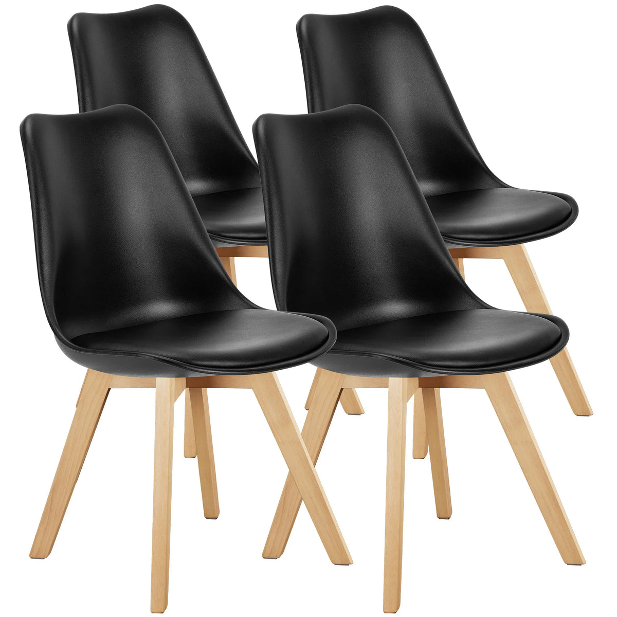 JHK PU Leather Dining Chairs With Comfortable Wooden Frame