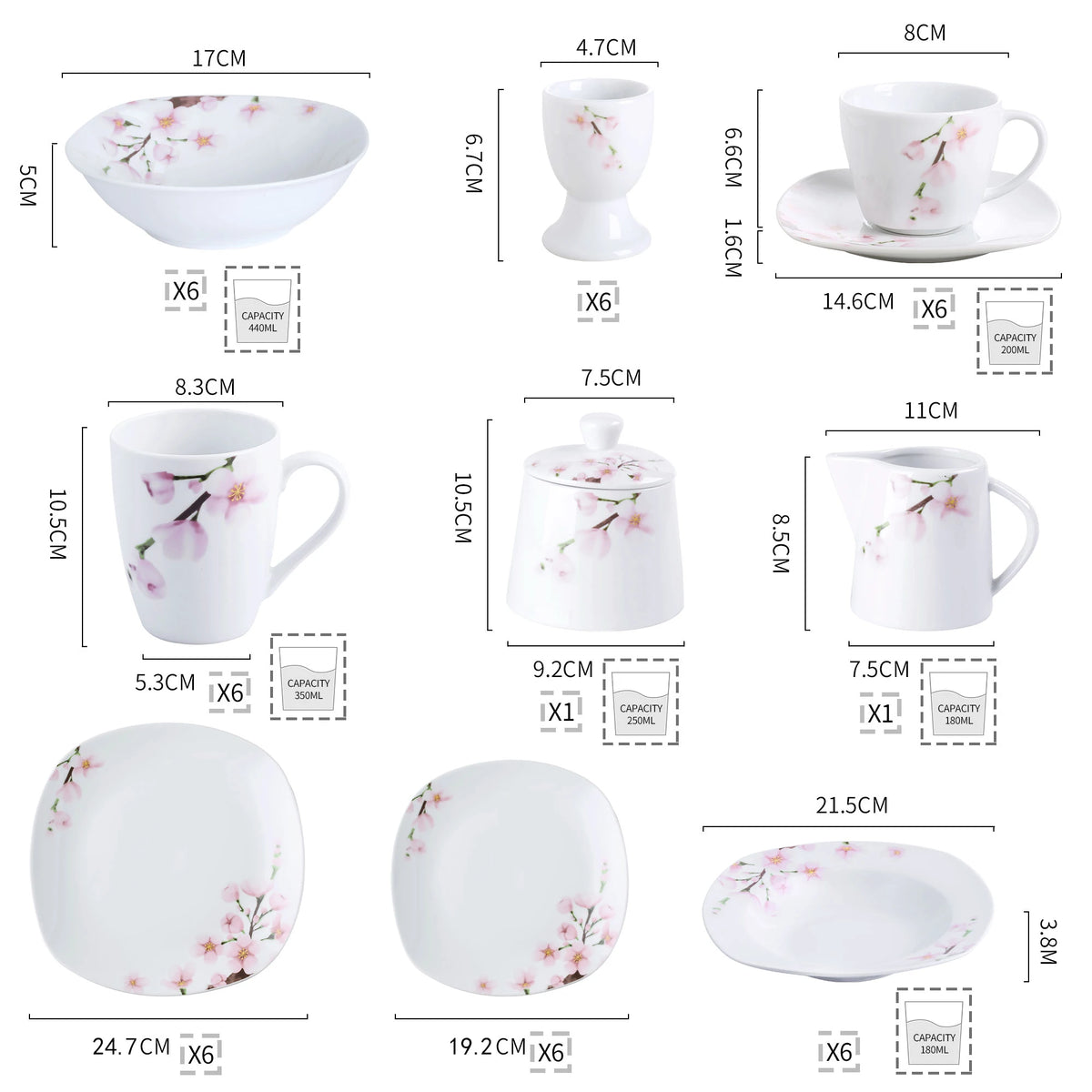 Malacasa Porcelain Dinnerware Set With Cups Plates And Bowls