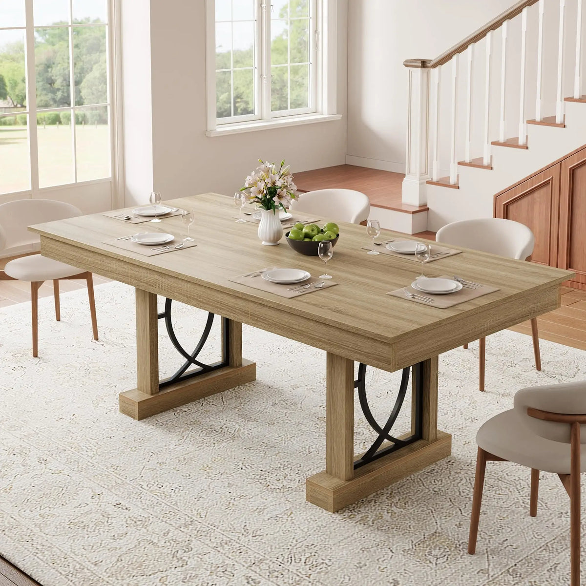 HobbyLane Modern Wood Dining Table Featuring Dual Storage Drawers