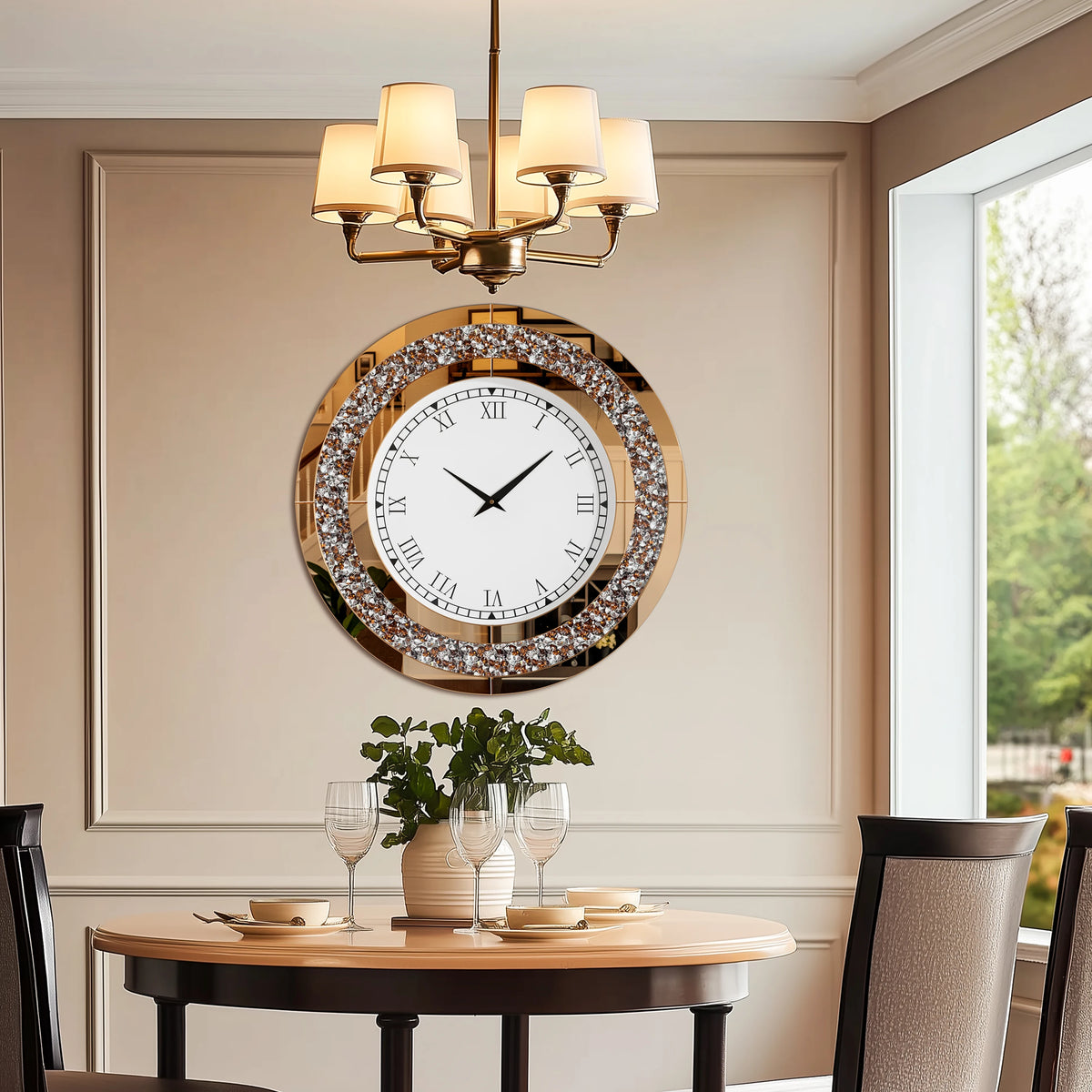 Crush Diamond Twinkle Bling Decorative Mirror Wall Clock With Alarm