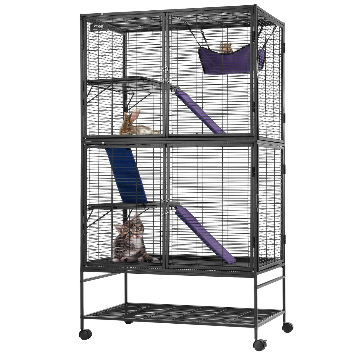 SucceBuy Rolling Metal Small Animal Cage For Ferrets And Hamsters