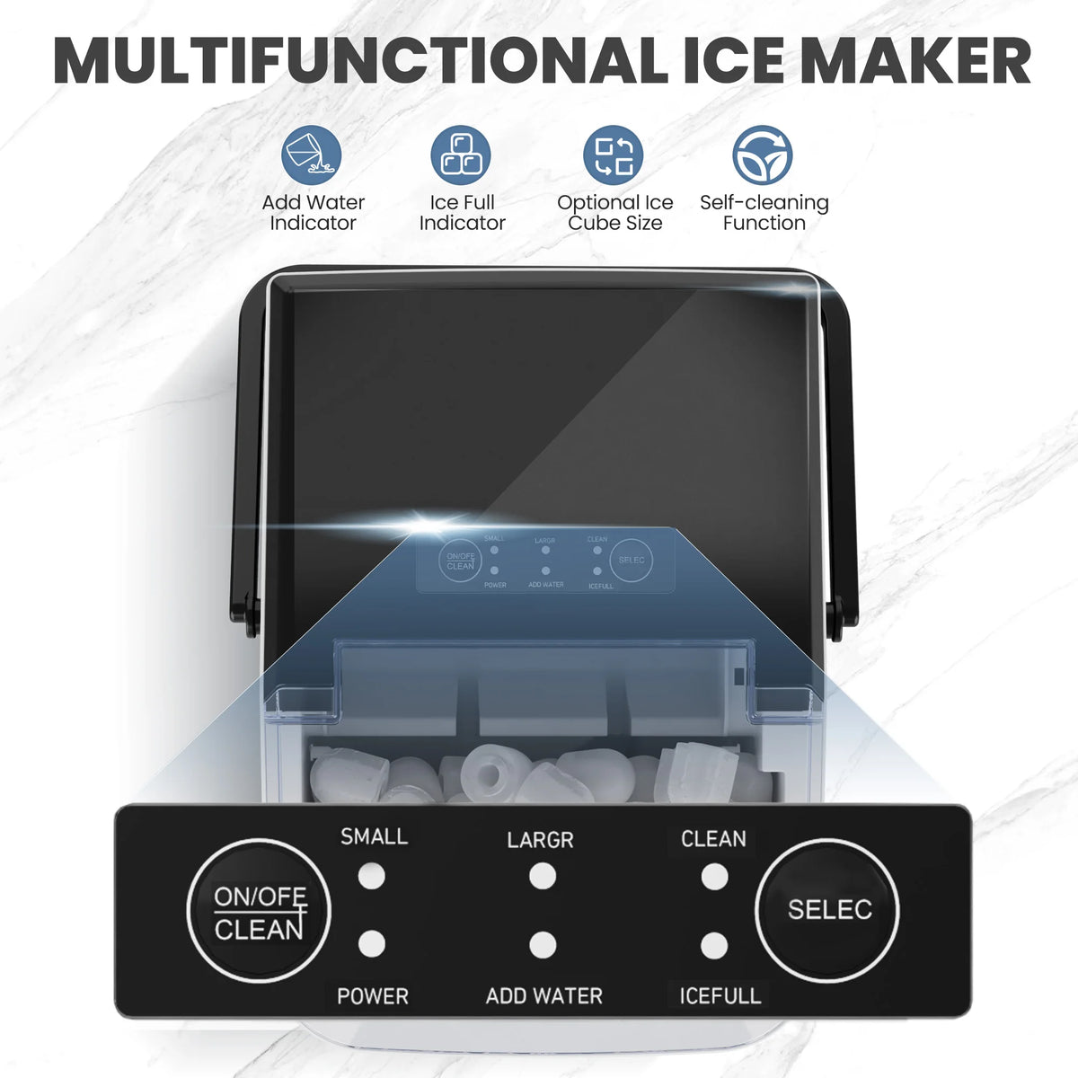 Portable Countertop Ice Maker With Self Cleaning Rapid Bullet Ice