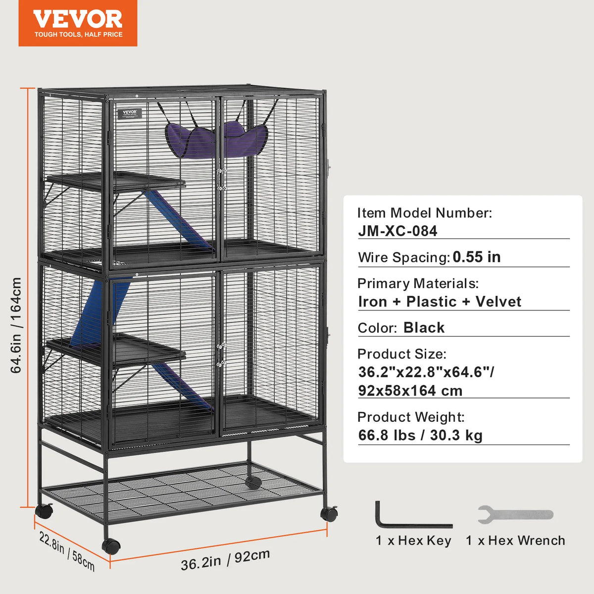 SucceBuy Rolling Metal Small Animal Cage For Ferrets And Hamsters