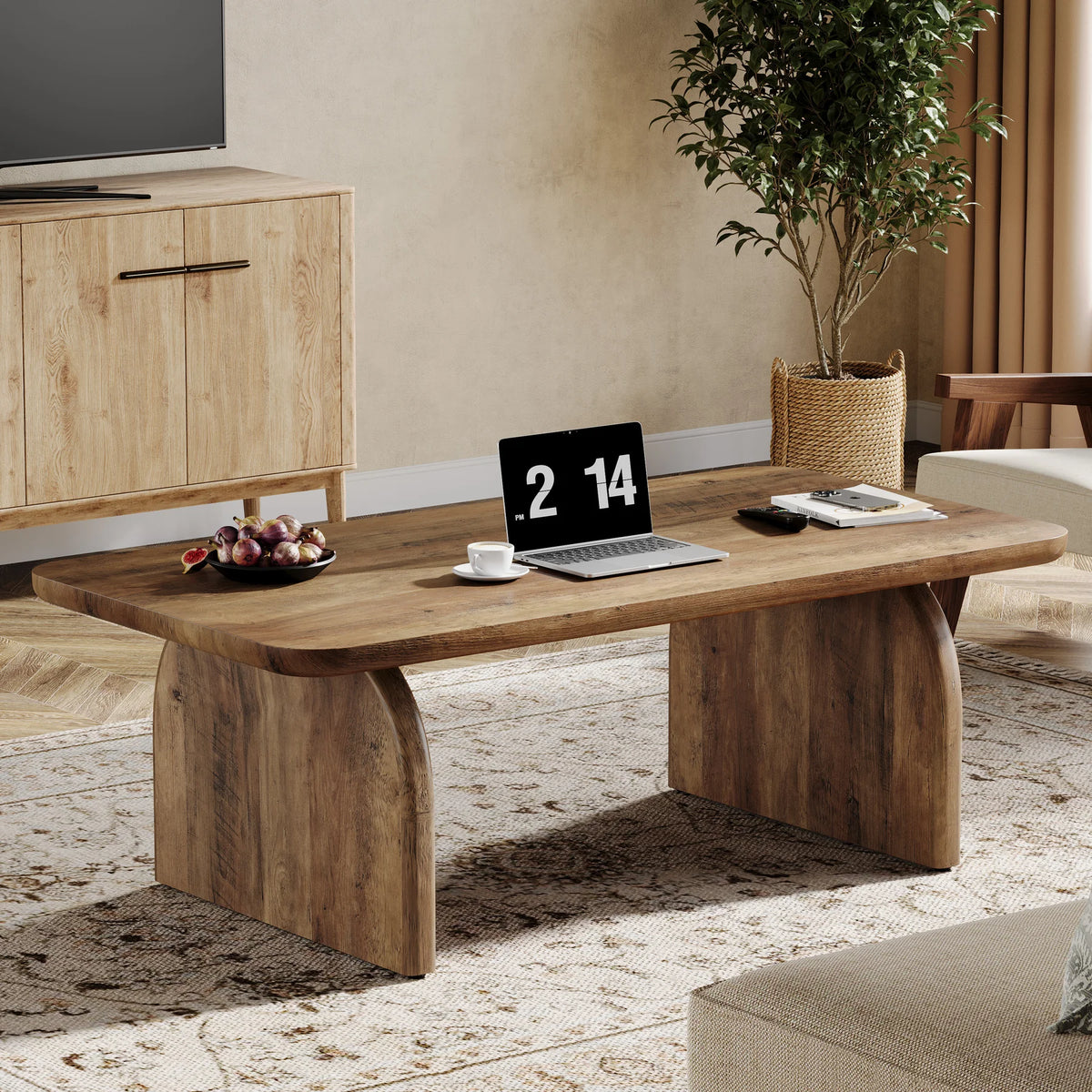 Tribesigns Farmhouse Style Rectangular Engineered Wood Coffee Table