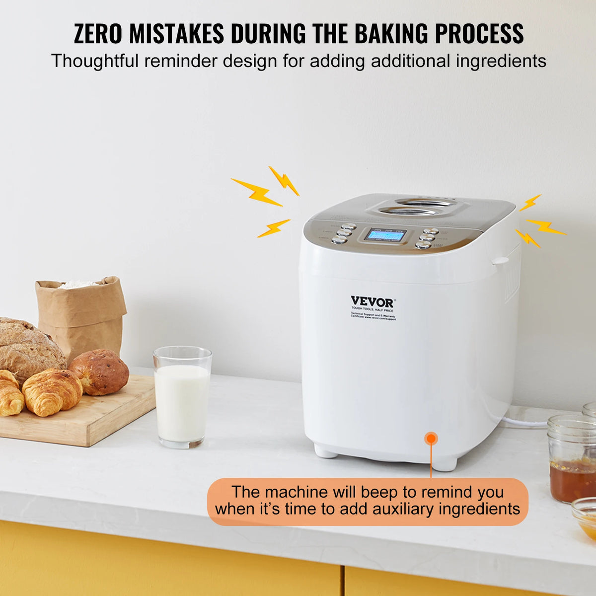 SucceBuy 15 In 1 Automatic Bread Maker With Nonstick Ceramic Pan