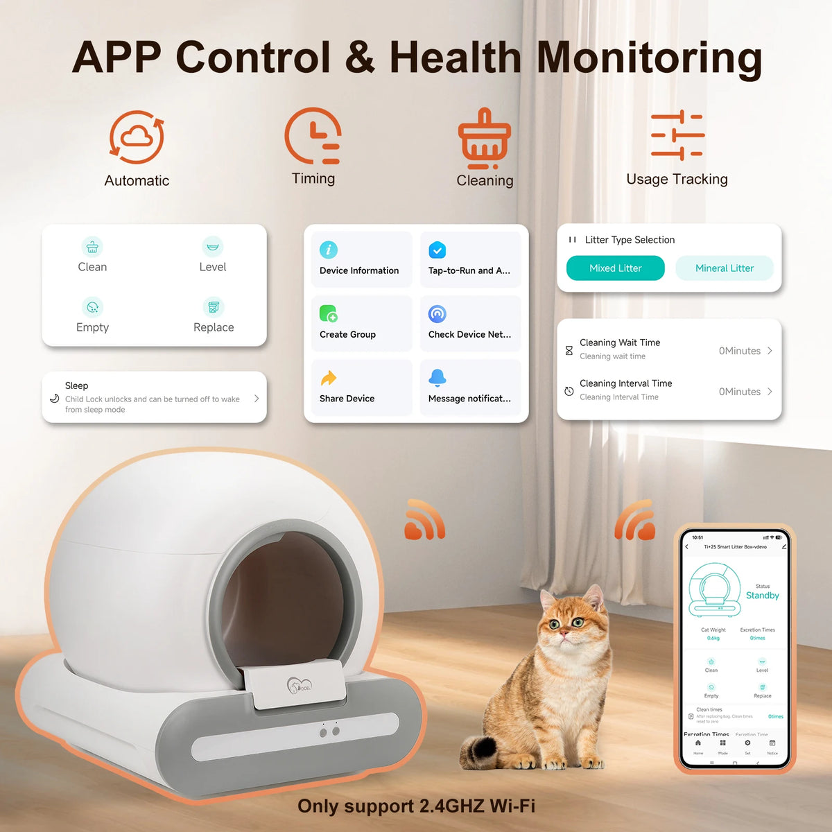 DOEL Smart Self Cleaning Automatic Cat Litter Box With App Control