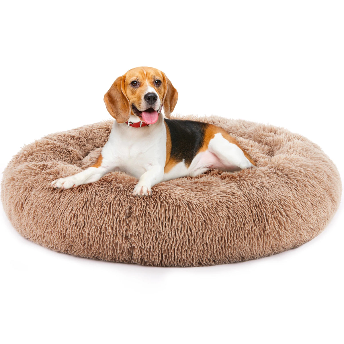 JHK Calming Plush Dog Bed Washable Anti Slip Round